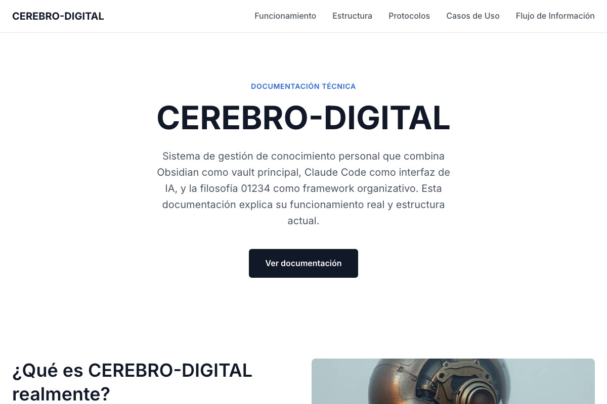 Dashboard de navegación del Cerebro Digital Vault de Sergio Forés.