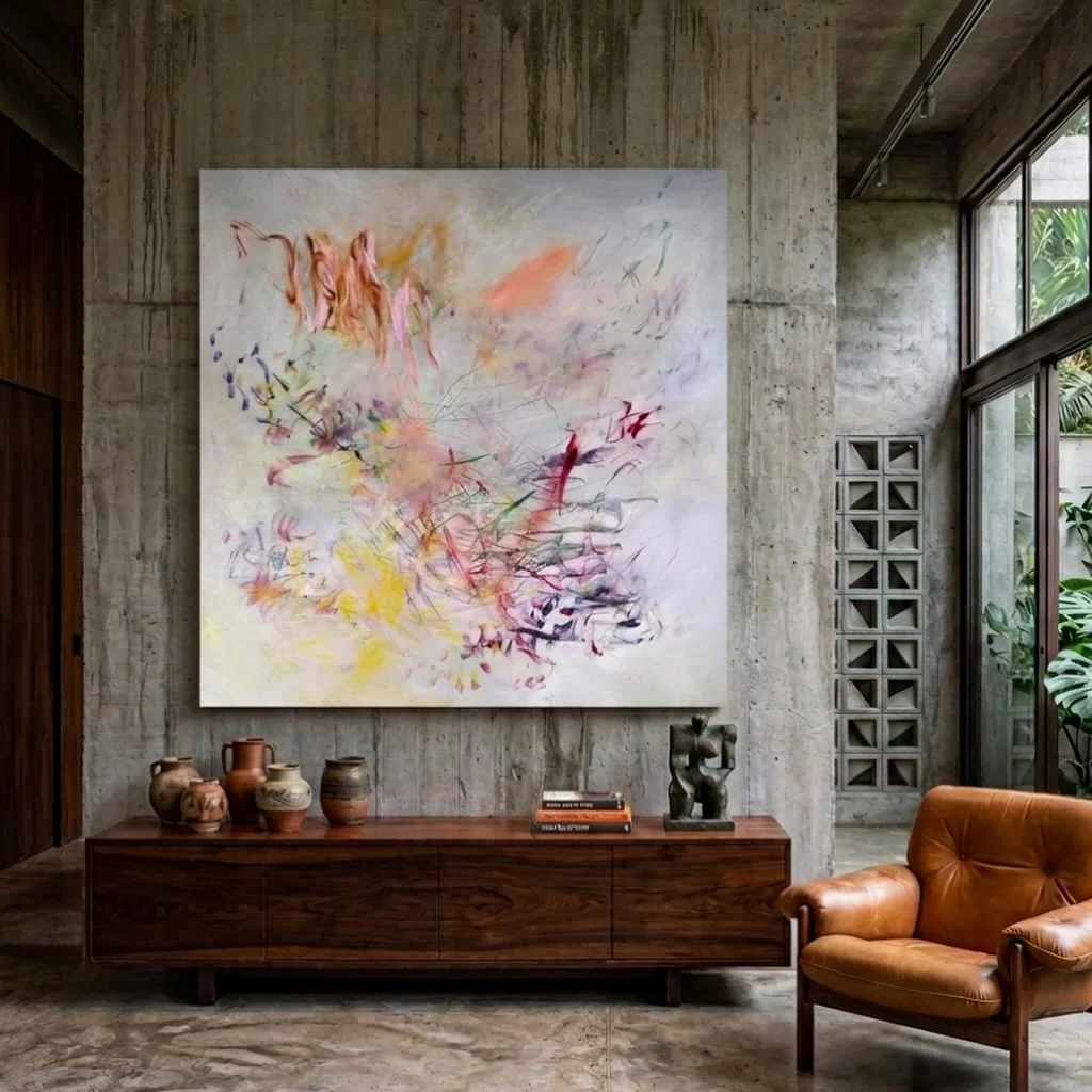 Pintura pastel rosa amarillo